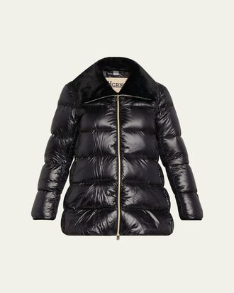 Herno Ultralight Nylon Down Jacket with Alternative Fur