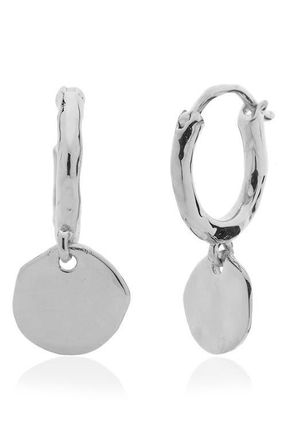 Monica Vinader Siren Muse Mini Coin Drop Huggie Hoop Earrings in Silver at Nordstrom
