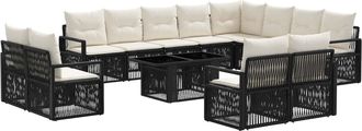 vidaXL Conjunto De Sof&aacute;s De Jard&iacute;n 13 Uds. Negro Y Blanco Crema Vidaxl