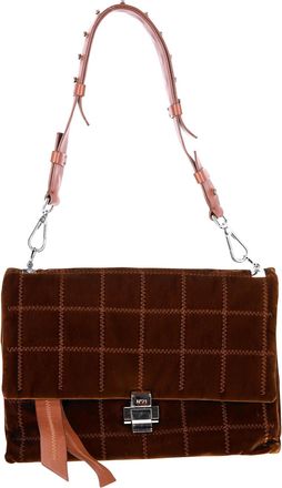 N&deg;21 Schoudertas met Voorflap in Bruin Fluweel