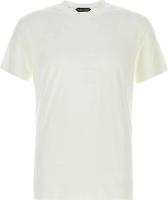 Tom Ford Lyocell Katoen Ronde Hals T-shirt - Heren - T-shirts - Wit - L - Katoen - Tops