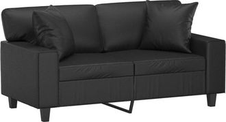vidaXL Sofá de 2 plazas con cojines cuero sintético negro 120 cm vidaXL