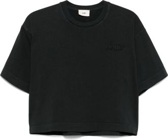 Autry T-shirts met Geborduurd Logo en Ronde Hals - Dames - T-shirts - Zwart - XS - Katoen - Tops
