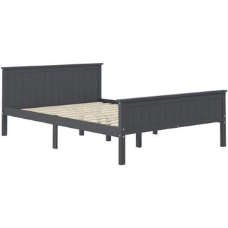 vidaXL Bed Frame without Mattress Grey Solid Wood Pine 160x200 cm Vidaxl
