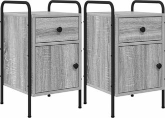 vidaXL Mesa De Noche 2 Uds. Sonoma Gris 35 X 36,5 X 61 Cm Vidaxl