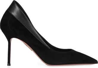 Aquazzura Zwarte Su&egrave;de Puntige Stiletto Pumps - Dames - Pumps - Zwart - 40 EU - Su&egrave;de - Schoenen