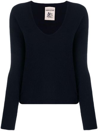 Semicouture Top con effetto spazzolato - Blu