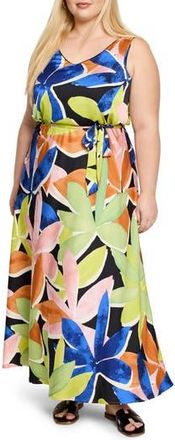 Nic+Zoe Bianca Mega Blooms Sleeveless Maxi Dress in Green Multi at Nordstrom Rack, Size 1X