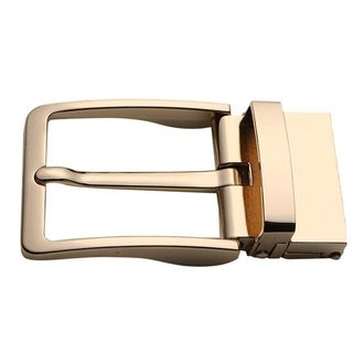 Oshhni Men Vintage Reversible Belt Buckle Single Prong Rectangular Buckle 2, Gold, 8x4cm