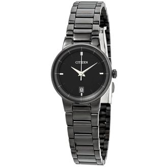 Citizen Quartz Black Dial Black Ion-plated Ladies Watch EU6017-54E