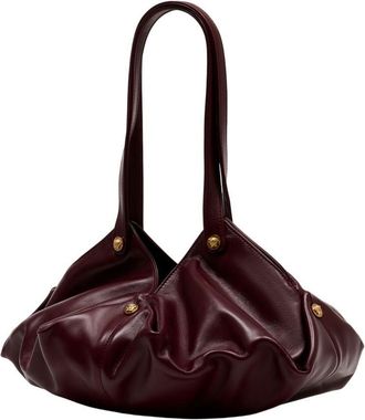 Versace Womens Pleated Lambskin Shoulder Bag Burgundy