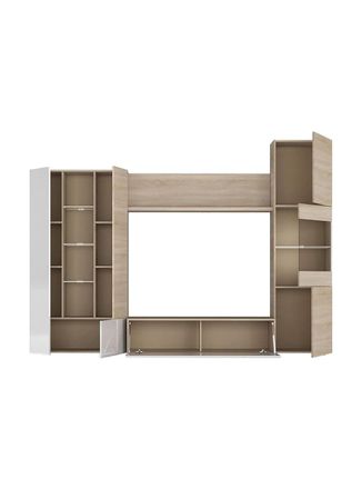 Dmora Mueble alto imitaci&oacute;n madera de roble, blanco 126x42h32 cm