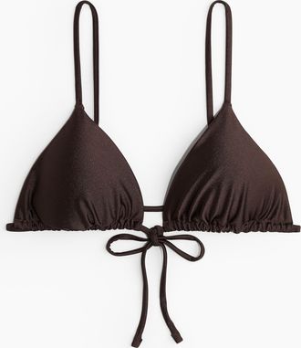 H&M Wattiertes Triangel-Bikinitop - Brown