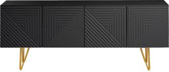 Miliboo Mueble Tv De Dise&ntilde;o En Negro Y Metal Dorado 140 Cm Ozen
