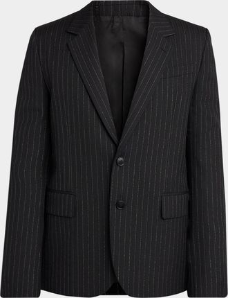 Alexander McQueen Mens Metallic Hairline Stripe Single-Breasted Sport Coat