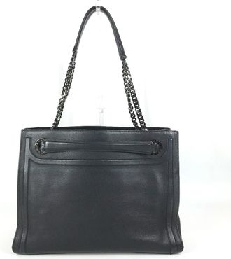 Bulgari Black Leather Shoulder Bag Tote Bag (Pre-Owned)