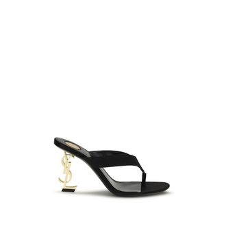 Saint Laurent Black Silk Womens Sandals
