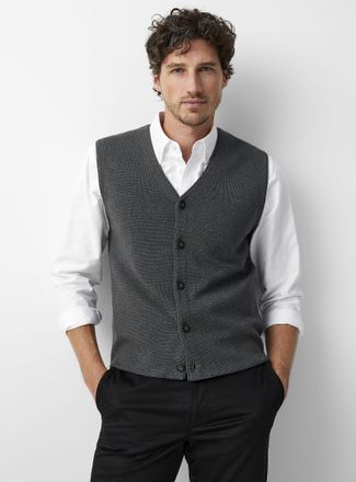 Le 31 Mens Minimalist sleeveless Cardigan Sweater