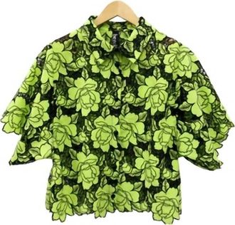 Berek Womens Lazer Garden Shirt In Kiwi/ Black