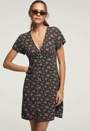 Lucky Brand Womens Printed Short Sleeve Simone Mini Dress