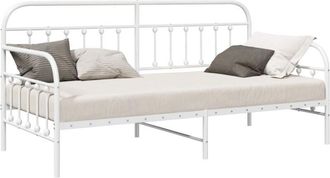 vidaXL Daybed Frame with Headboard White 90 x 200 cm Steel Vidaxl
