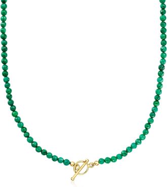Ross-Simons Emerald Bead Charm-Compatible Toggle Necklace in 18kt Gold Over Sterling