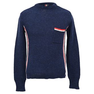 Thom Browne Stripe Sweatshirt in Navy Blue Wool