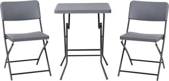 Beliani Conjunto de balc&oacute;n plegable Gris