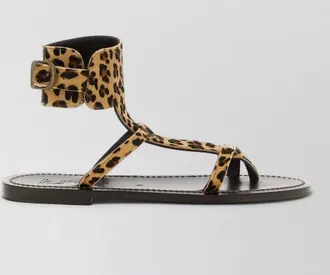 K.Jacques leather leopard-print flat sandals