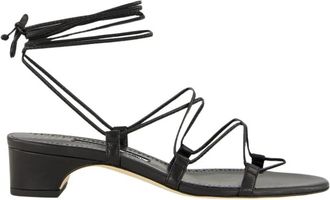 Manolo Blahnik Dellasan Sandalen - Dames - Sandalen met hakken - Zwart - 39 EU - Leer - Schoenen