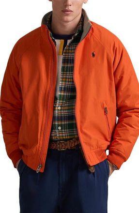 Polo Ralph Lauren Embroidered Logo Raglan Sleeve Jacket in College Orange W/Oatmeal at Nordstrom, Size Xx-Large