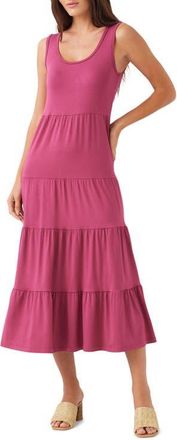 Karen Kane Tiered Midi Dress in Berry at Nordstrom, Size X-Large