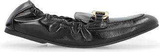 Ferragamo Womens Jodie Leather Loafers Black Lamb