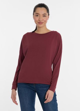 Ragwear Langarmshirt RAGWEAR SHIMONA LONG, Damen, Gr. 3XL, rot (wine rot), Jersey, Obermaterial: 50% Baumwolle, 50% Polyester, unifarben, oversize h&uuml;ftbedecke