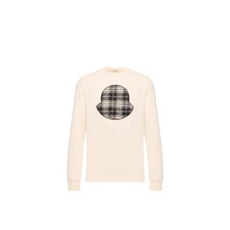 Moncler Moncler Check Panel Cotton Jersey T-shirt, Men, White, Size: 3xl