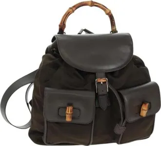 Gucci Pre-owned Backpacks, female, Brown, Size: ONE SIZE Pre-owned Vintage Nylon Backpack