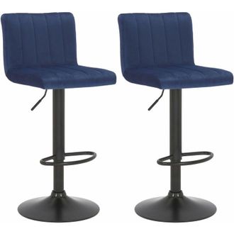 Clp Set De 2 Taburetes De Bar Jamie En Terciopelo Azul