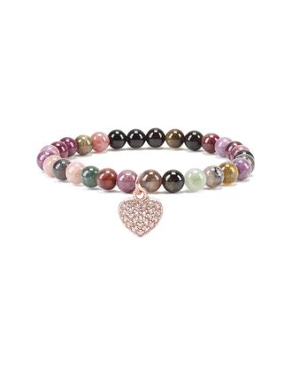 Liv Oliver 18K Plated 46.00 Ct. Tw. Tourmaline Cz Heart Charm Bracelet