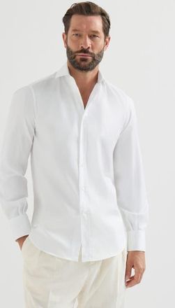 Brunello Cucinelli Twill shirt with spread collar in White at Nordstrom, Size Xxx-Large