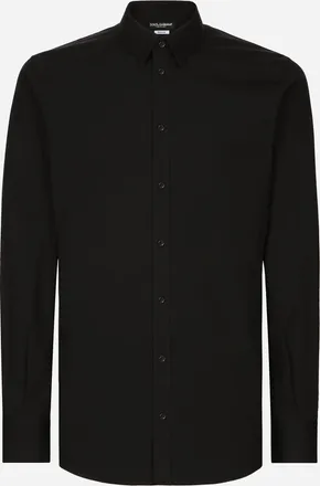 Dolce & Gabbana Stretch Poplin Gold-fit Shirt - Man Shirts Black 43