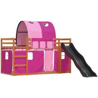 vidaXL Vidaxl - Bunk Bed without Mattress with Slide and Curtains Pink 90x200 cm