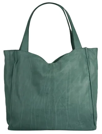 Samantha Look Shopper SAMANTHA LOOK, Damen, Gr. B/H/T: 35cm x 35cm x 9cm onesize, gr&uuml;n, Leder, leicht gl&auml;nzend, unifarben, Taschen Shopper, echt Leder, Made in Ital