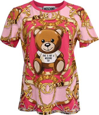 Moschino Couture Printed Crew Neck T-Shirt in Multicolor Cotton