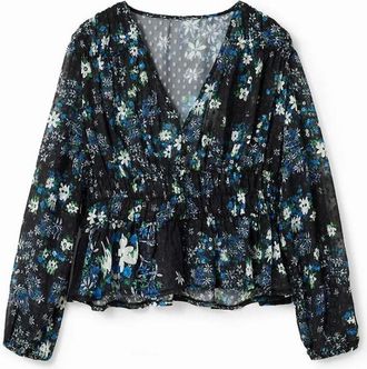 Desigual Geweven Blouse Lange Mouw - Dames - Blouses - Veelkleurig - S - Polyester - Overhemden