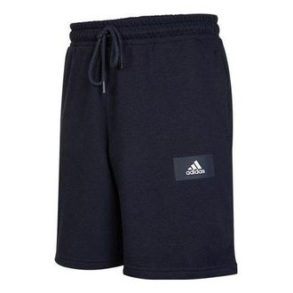 adidas Mens adidas Logo Printing Pattern Lacing Elastic Waistband Straight Shorts Black HZ7031