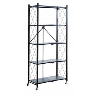OEM Estanter&iacute;a Alta Reforzada De Metal Negro Con 5 Estantes, Estilo Loft, Port&aacute;til, Furnitex