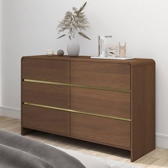 Melody Maison Walnut Brown 6 Drawer Chest Of Drawer - Meridian Walnut Range