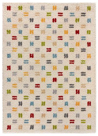 Atticgo Alfombra shaggy geometrica crema/multicolor 133x190 cm