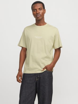 Jack & Jones Rundhalsshirt JACK & JONES JORVESTERBRO TEE SS CREW NECK NOOS, Herren, Gr. S, gr&uuml;n (celadon tint), Jersey, Obermaterial: 100% Baumwolle, bedruckt, rel