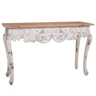 Wanderlust Deco Recibidor-consola de madera blanco envejec y natural 120x40x77